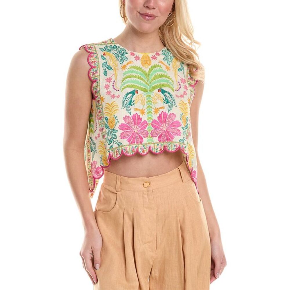 FARM Rio Fruits Queen Linen Crop Top